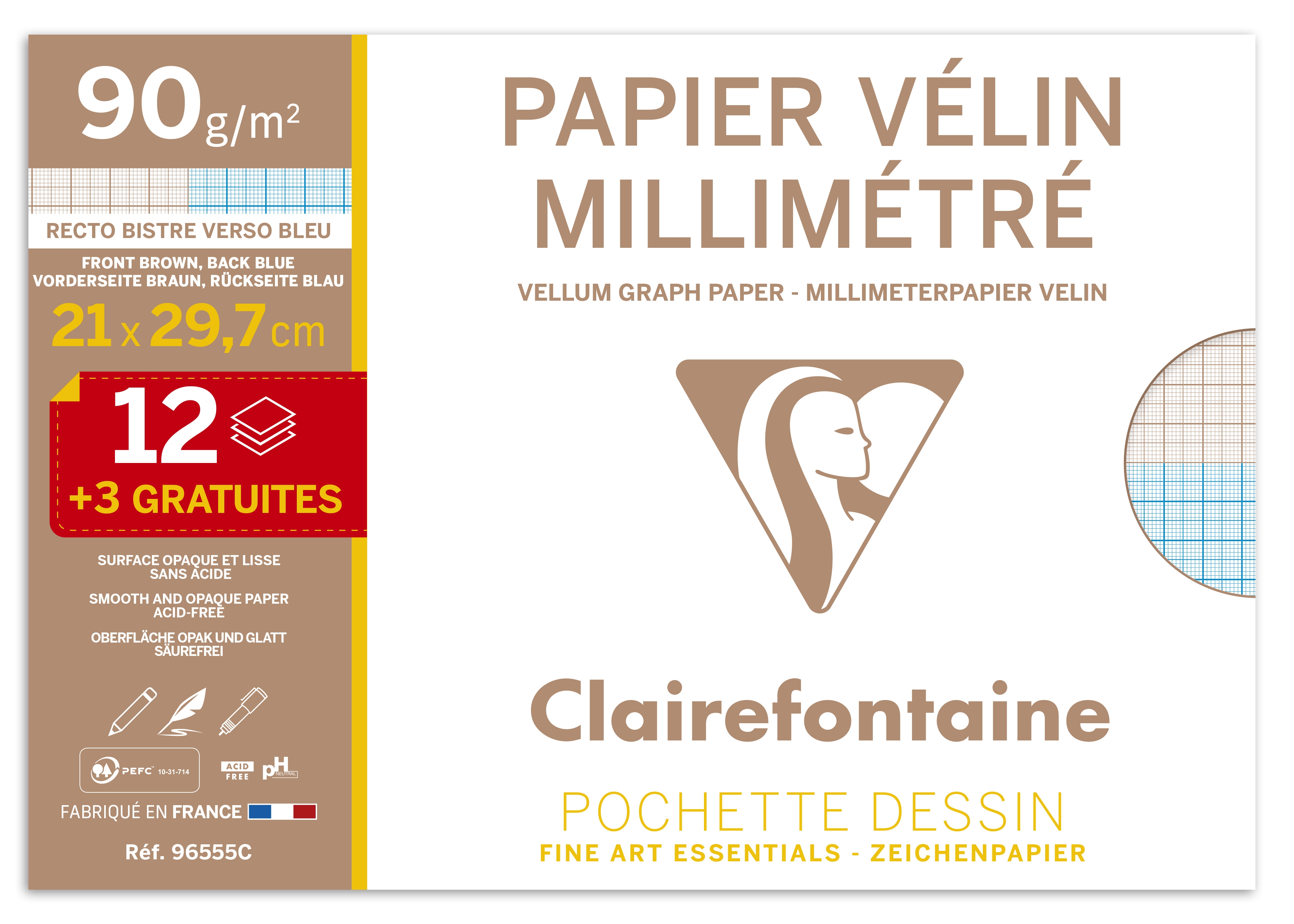 Pochette Papier Millimétré A4 12+3F 90g spéciale rentrée des classes