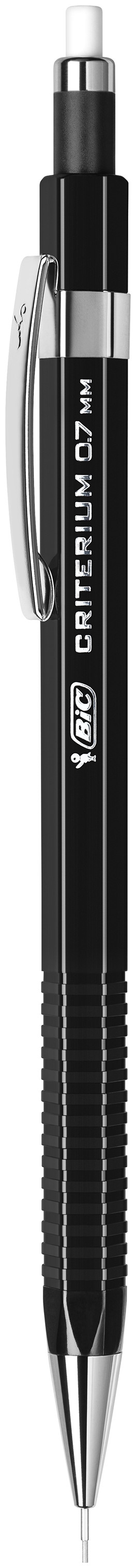 BIC Criterium Porte-mines Rétractable et Rechargeable de 0,7 mm et Recharges de Mine HB - Noir, Étui de 1+12 Mines