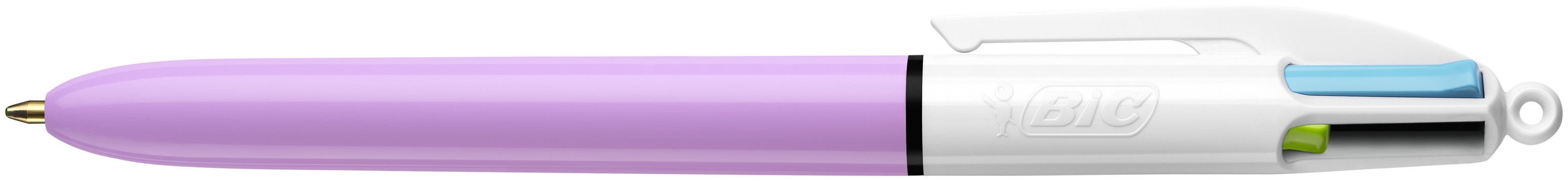 BIC 4 Couleurs Fun Stylos-Bille Rétractables Pointe Moyenne (1,0 mm) - Couleurs Fantaisies Mauve ou Turquoise (Sans Choix Possible), Blister de 1