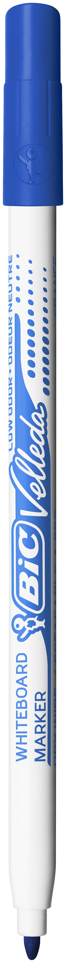 BIC Velleda 1721 Feutres pour Tableau Blanc Effaçables à Sec Pointe Conique Fine - Bleu, Blister de 4
