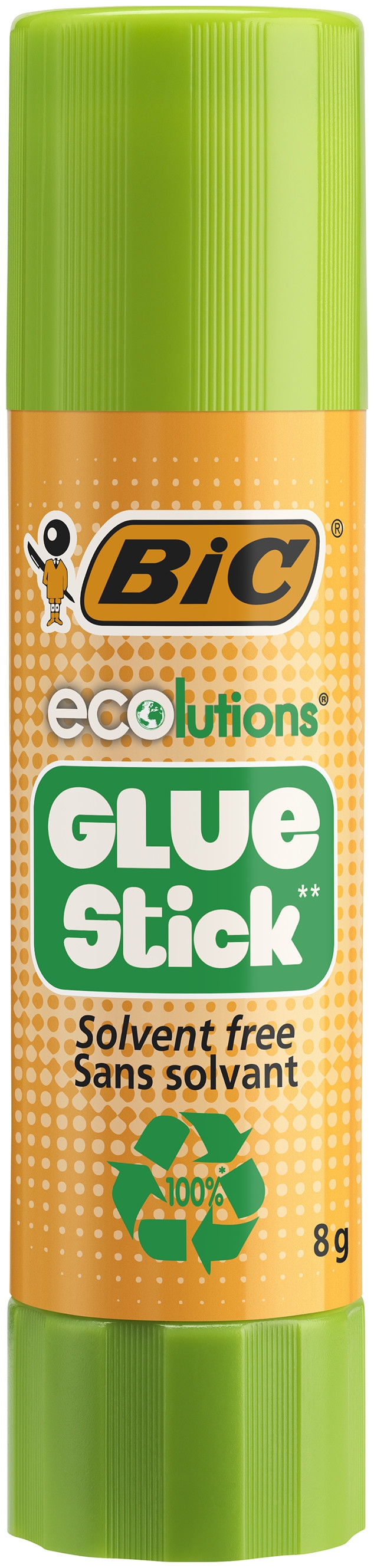 BIC ECOlutions Bâtons de Colle Blanche - 8 g, Pochette de 5