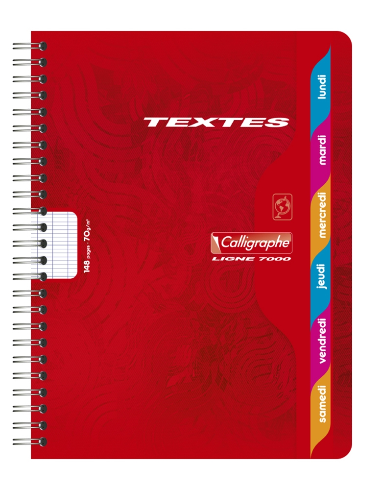Cahier de textes reliure intégrale 7000 17x22 cm 148 pages grands carreaux 70 g
