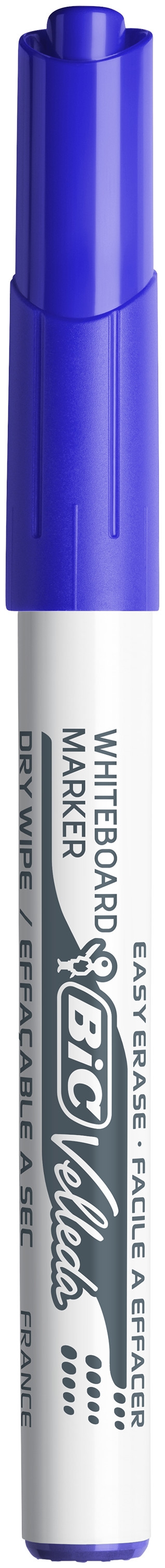 BIC Velleda 1741 Feutres pour Tableau Blanc Effaçables à Sec Pointe Conique Moyenne - Couleurs Assorties, Blister de 4