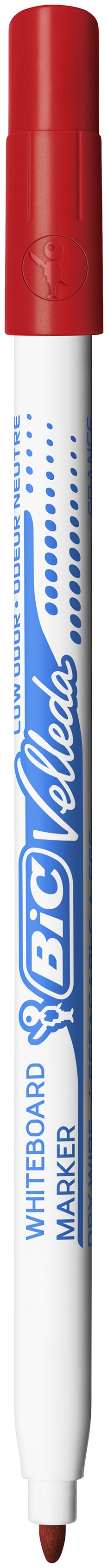 BIC Velleda 1721 Feutres pour Tableau Blanc Effaçables à Sec Pointe Conique Fine - Couleurs Assorties, Blister de 4