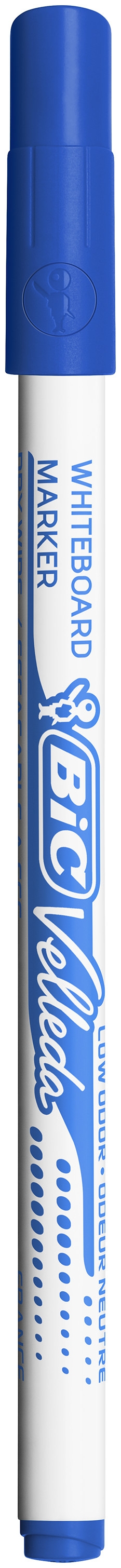 BIC Velleda 1721 Feutres pour Tableau Blanc Effaçables à Sec Pointe Conique Fine - Bleu, Blister de 4