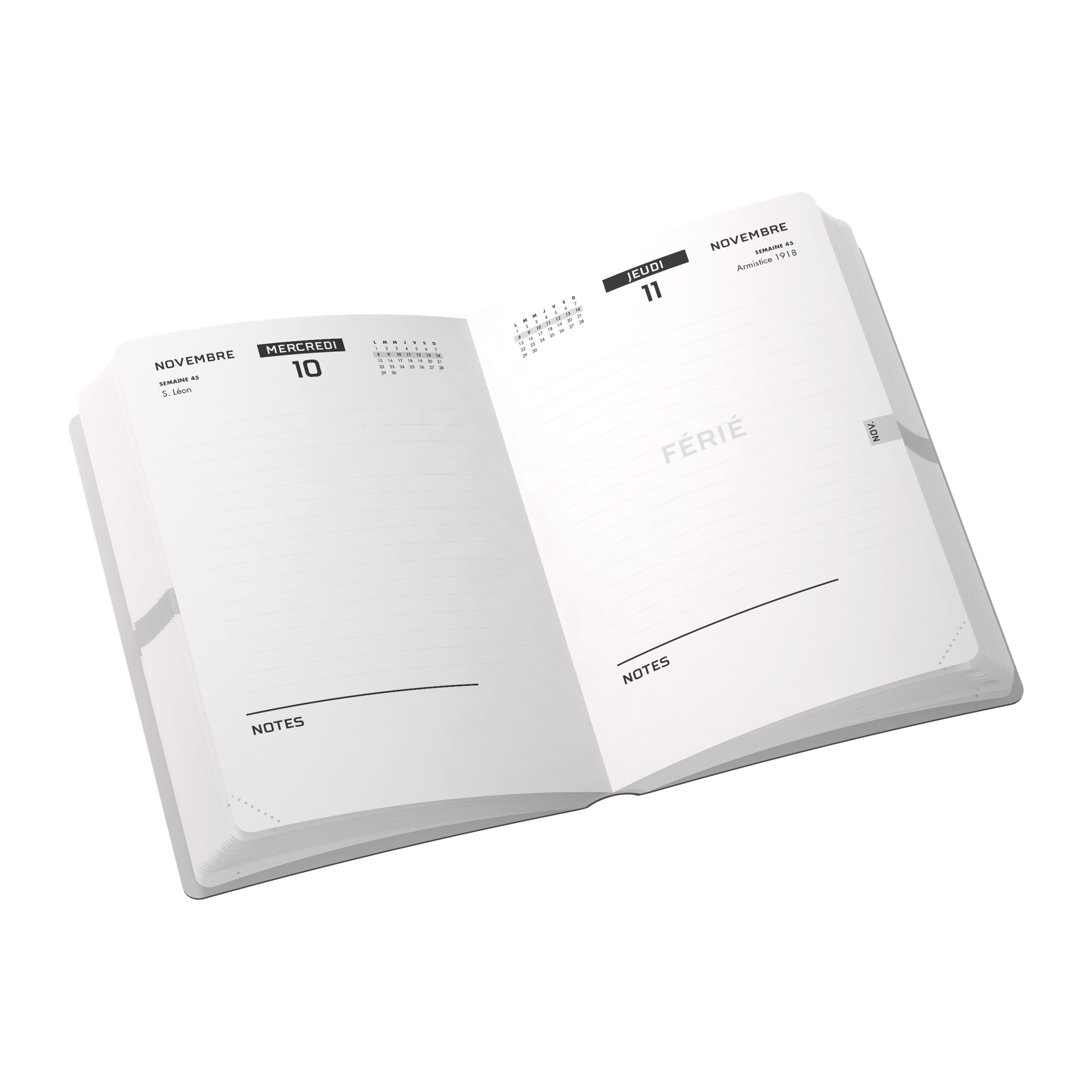 NO NAME Agenda Scolaire 2025 ‐2026 ‐ Couverture rasé vif 12x17cm journalier ‐ 4 décors
