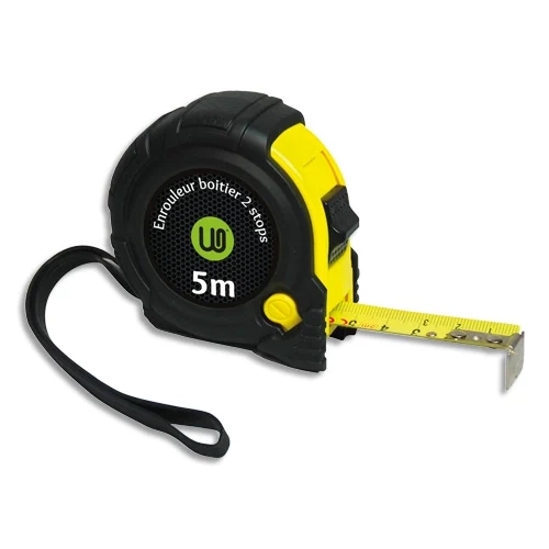 WONDAY Metre enrouleur boîtier soft bi-matiere 5m x 18mm avec double blocage.