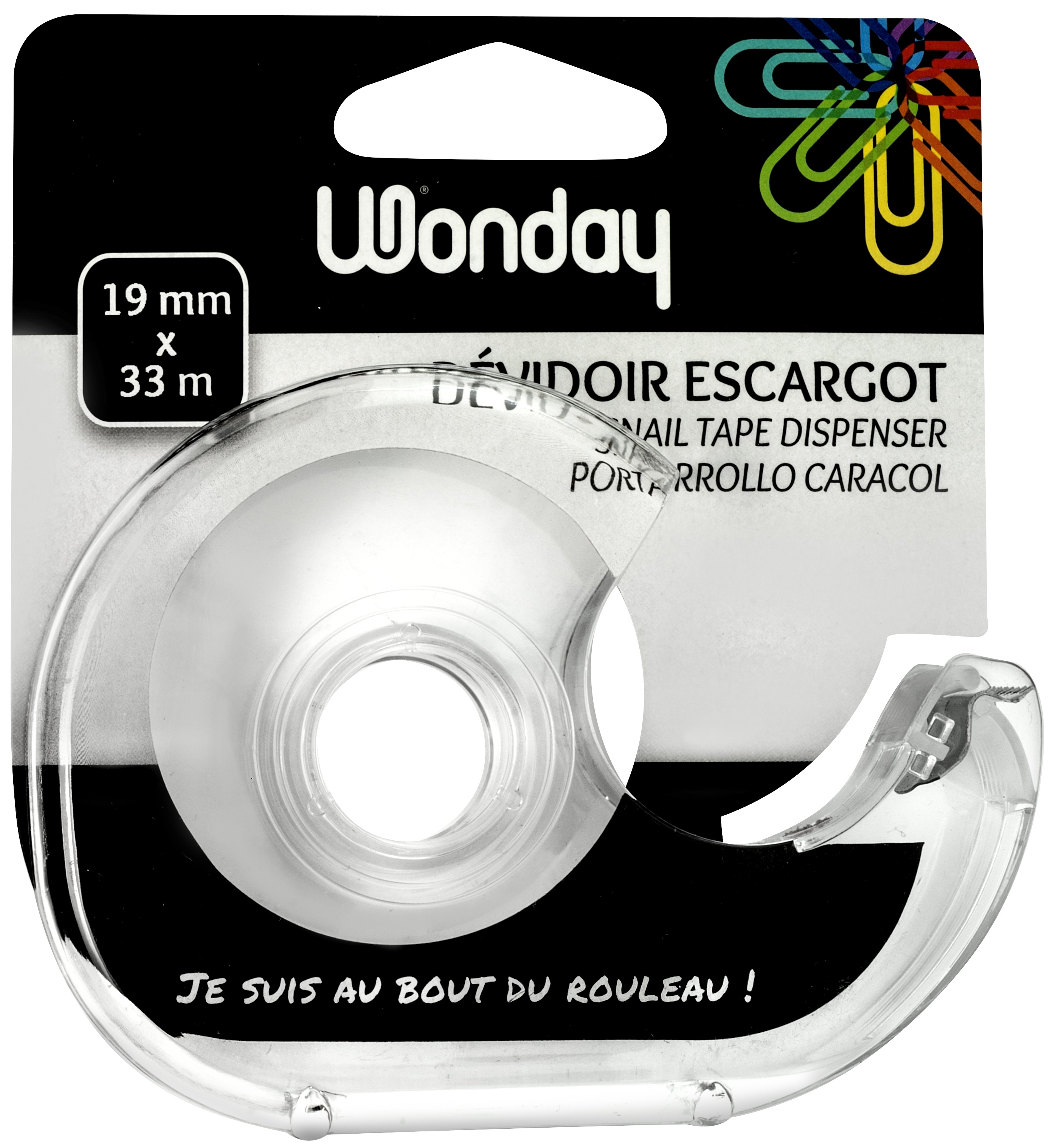 WONDAY Dévidoir " ESCARGOT" - pvc transparent - pr rouleau 19x 33
