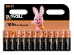 DURACELL Piles alcalines AA Plus 100%, 1,5V LR6 MN1500, lot de 12 piles