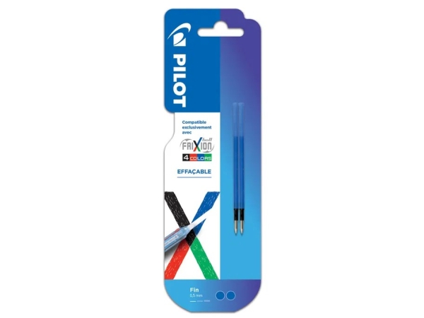PILOT Lot de 2 recharges FriXion Ball 4 couleurs - Roller encre gel effaçable - Pointe fine