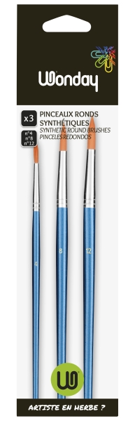 WONDAY Pinceaux ronds n°4/ 8/12